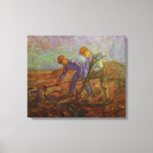 Twee pachters graven door Vincent van Gogh Canvas Afdruk (Voorkant)
