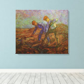 Twee pachters graven door Vincent van Gogh Canvas Afdruk (Insitu (Houten vloer))