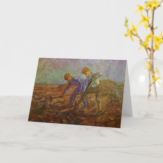 Twee pachters graven door Vincent van Gogh Kaart (Gele Bloem)