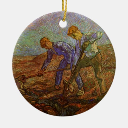 Twee pachters graven door Vincent van Gogh Keramisch Ornament (Voorkant)