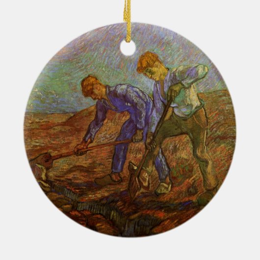 Twee pachters graven door Vincent van Gogh Keramisch Ornament (Achterkant)