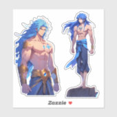 Twee-Pack Fantasy Warrior Stickers | lang blauw ha (Vel)