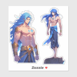 Twee-Pack Fantasy Warrior Stickers | lang blauw ha