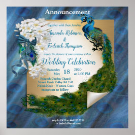 Twee pacocks op Emerald-green Silk Poster