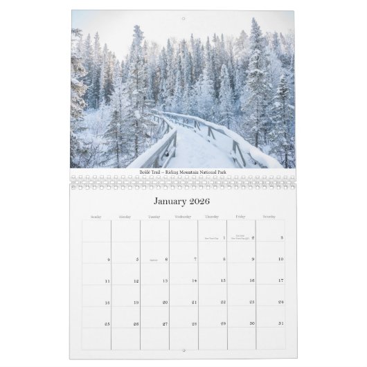 Twee pagina MediumCalendar, Wit Kalender (Jan 2026)