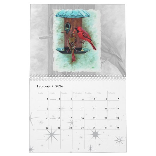 Twee pagina MediumCalendar, Wit Kalender (Feb 2026)