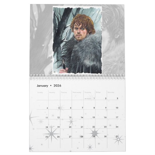 Twee pagina MediumCalendar, Wit Kalender (Jan 2026)