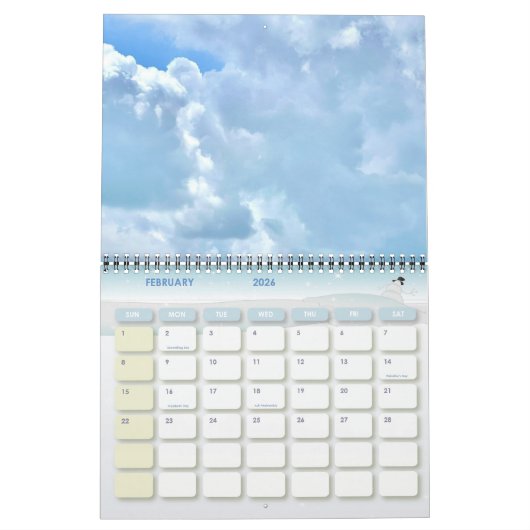 Twee pagina MediumCalendar, Wit Kalender (Feb 2026)