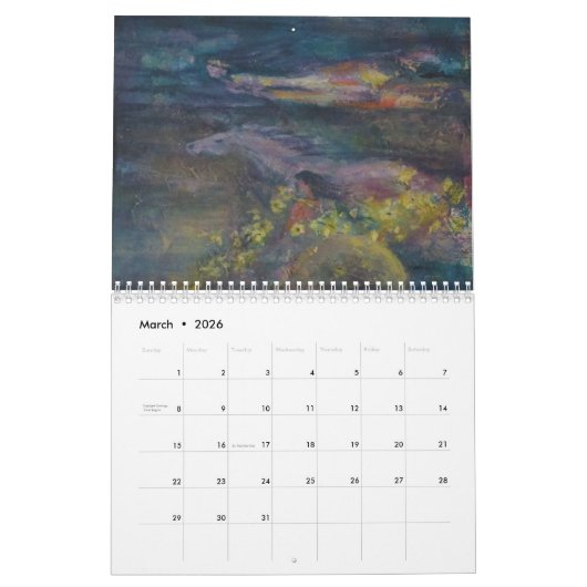 Twee pagina MediumCalendar, Wit Kalender (Mar 2026)