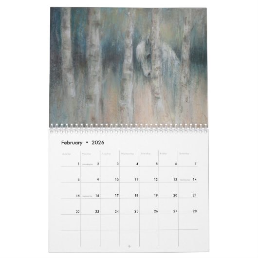 Twee pagina MediumCalendar, Wit Kalender (Feb 2026)