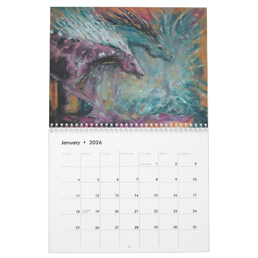 Twee pagina MediumCalendar, Wit Kalender (Jan 2026)