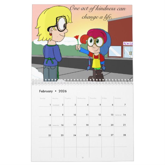 Twee pagina MediumCalendar, Wit Kalender (Feb 2026)