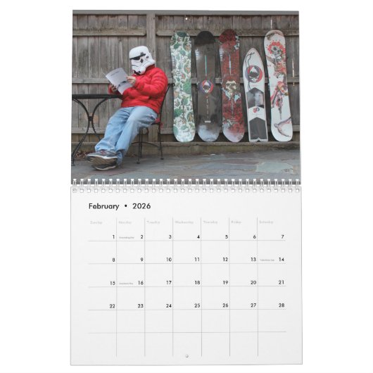 Twee pagina MediumCalendar, Witte Kalender (Feb 2026)