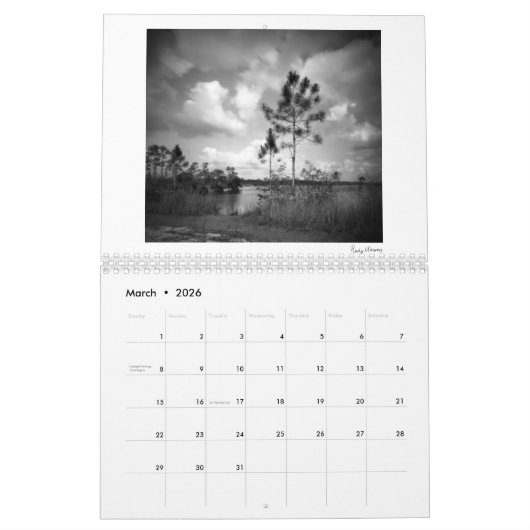 Twee pagina MediumCalendar, Witte Kalender (Mar 2026)