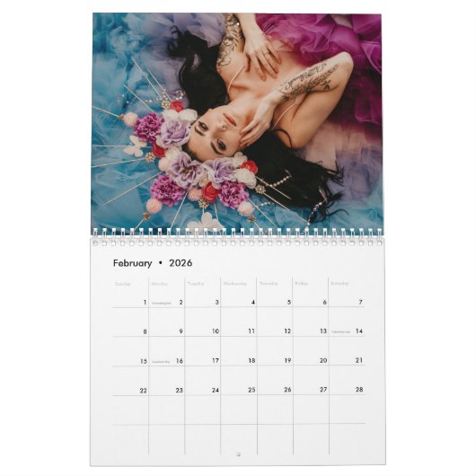 Twee pagina middelgrote agenda, wit kalender (Feb 2026)