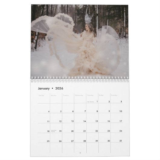 Twee pagina middelgrote agenda, wit kalender (Jan 2026)