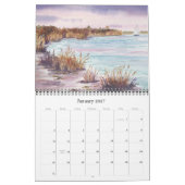 Twee pagina's fijn art kalender, kustscènes kalender (Jan 2027)