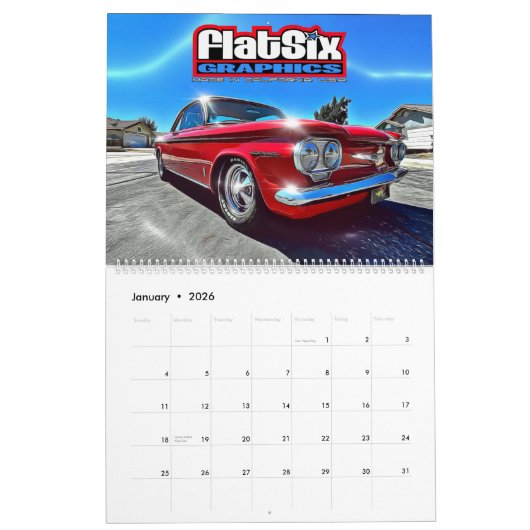 Twee pagina's grote corvair agenda kalender (Jan 2026)