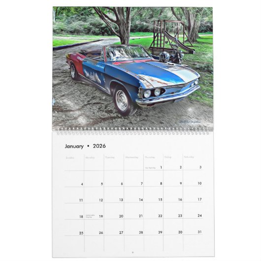 Twee pagina's grote corvair agenda kalender (Jan 2026)