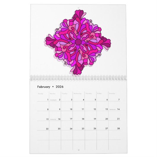 Twee pagina's Medium 2024 Mandala Kalender (Feb 2026)