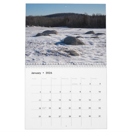 Twee pagina's Medium Kalender, Wit Kalender (Jan 2026)