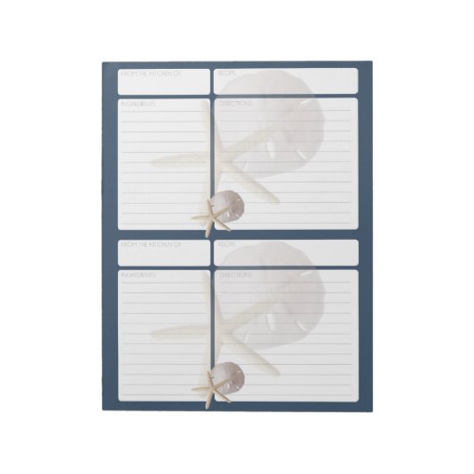 Twee pagina's met zandband en Starfish Twee, vijf  Notitieblok (Linkerzijde)