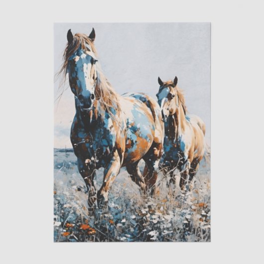 Twee Paint Horses decoupage  Tissuepapier (Voorkant)