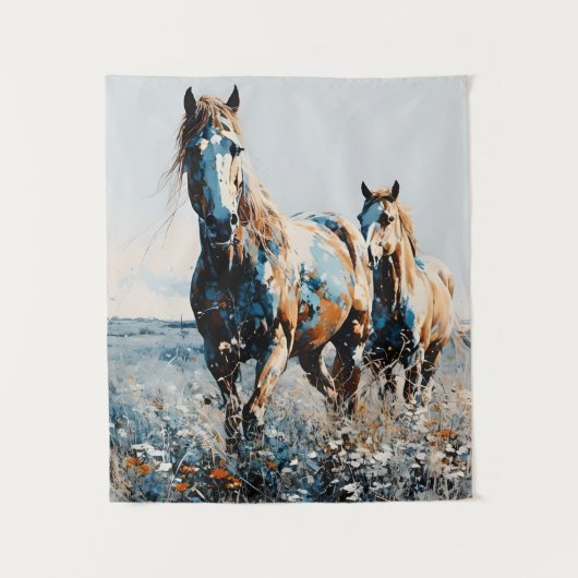 Twee Paint Horses Wandkleed (Voorkant)
