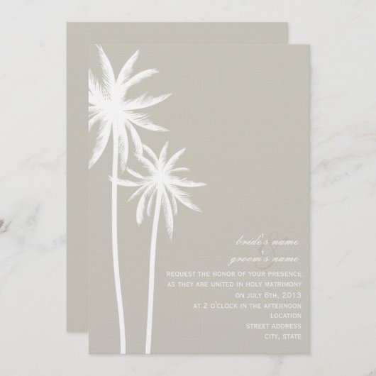 Twee Palm Trees Wedding Invitation - Bride & Groom Kaart (Voorkant / Achterkant)