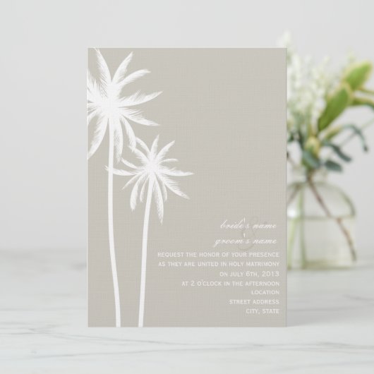 Twee Palm Trees Wedding Invitation - Bride & Groom Kaart (Staand voorkant)