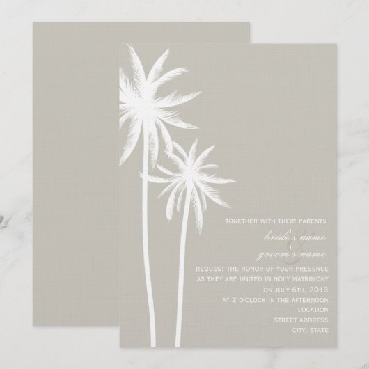 Twee Palm Trees Wedding Uitnodiging (Voorkant / Achterkant)
