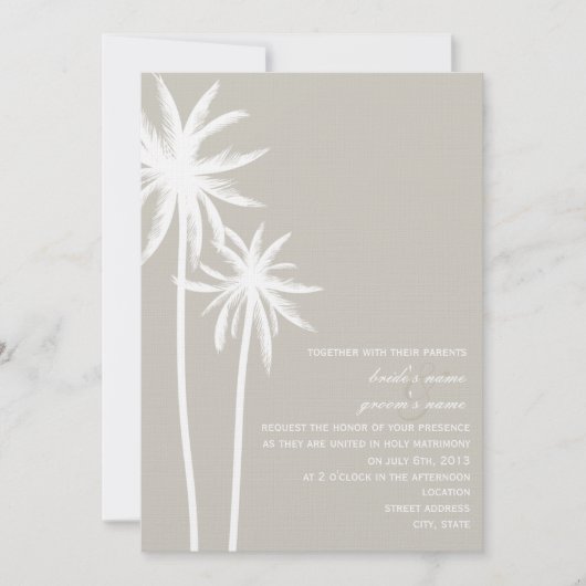 Twee Palm Trees Wedding Uitnodiging (Voorkant)