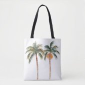 Twee palmbomen en zonsondergang tote bag (Voorkant)