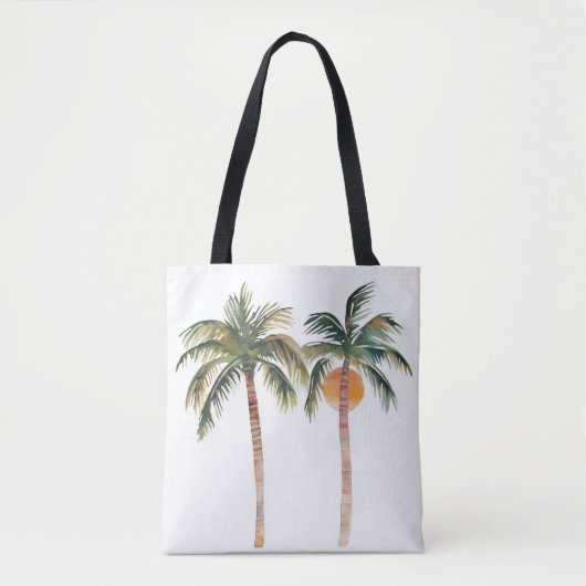 Twee palmbomen en zonsondergang tote bag (Voorkant)