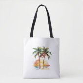 Twee palmbomen en zonsondergang tote bag (Voorkant)