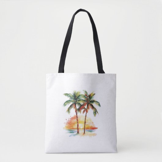 Twee palmbomen en zonsondergang tote bag (Voorkant)