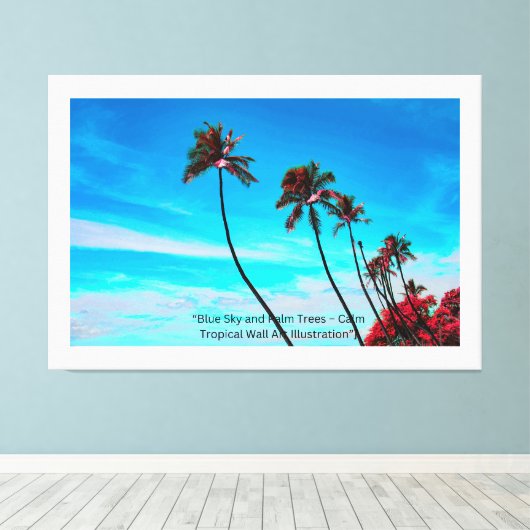 Twee palmbomen wandkunst | Tropisch minimalistisch Canvas Afdruk (Insitu (Houten vloer))