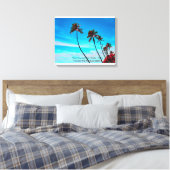Twee palmbomen wandkunst | Tropisch minimalistisch Canvas Afdruk (Insitu (Slaapkamer))