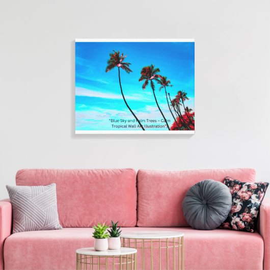 Twee palmbomen wandkunst | Tropisch minimalistisch Canvas Afdruk (Insitu (Woonkamer))