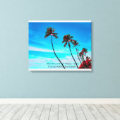 Twee palmbomen wandkunst | Tropisch minimalistisch Canvas Afdruk (Insitu (Houten vloer))