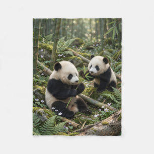 Twee panda beren bamboebos natuur wildlife vluchte fleece deken