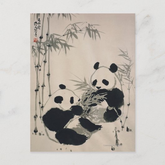 Twee panda's briefkaart (Voorkant)