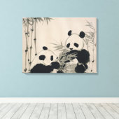 Twee Panda's Canvas (Insitu (Houten vloer))