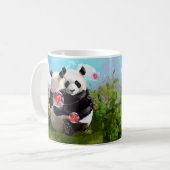 Twee panda's die liefhebben koffiemok (Voorkant links)