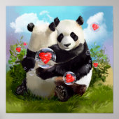 Twee panda's die liefhebben poster (Voorkant)
