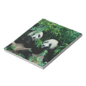 Twee panda's eten samen bamboe, Wolong Notitieblok (Linkerzijde)