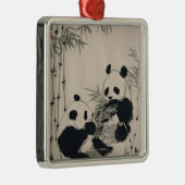 Twee Pandas Metalen Ornament (Rechts)
