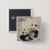 Twee Pandas Vierkante Button 5,1 Cm (Voorkant /achterkant)