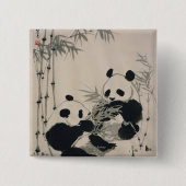 Twee Pandas Vierkante Button 5,1 Cm (Voorkant)