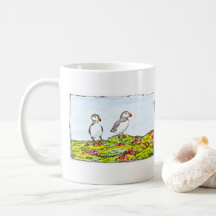 Twee papegaaiduikers koffiemok